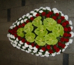 Coroana Anthurium verde, Trandafiri rosii, Crizanteme