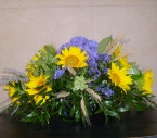 Aranjament masa Hortensia, Floarea soarelui, Lavanda, Spice de grau