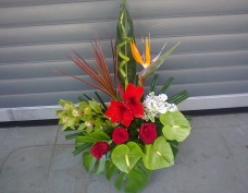 Aranjament floral in vas, Amarylis, Orhidee, Anthurium