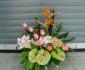 imagine 1 aranjament floral in vas hortensia, strelitzia, orhidee, anthurium 216