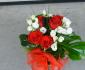 imagine 1 buchet trandafiri rosii, lisianthus alb 226