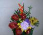 imagine 3 aranjament in vas heliconia, anthurium, bambus, hortensia mov, orhidee galbena, brassica  291